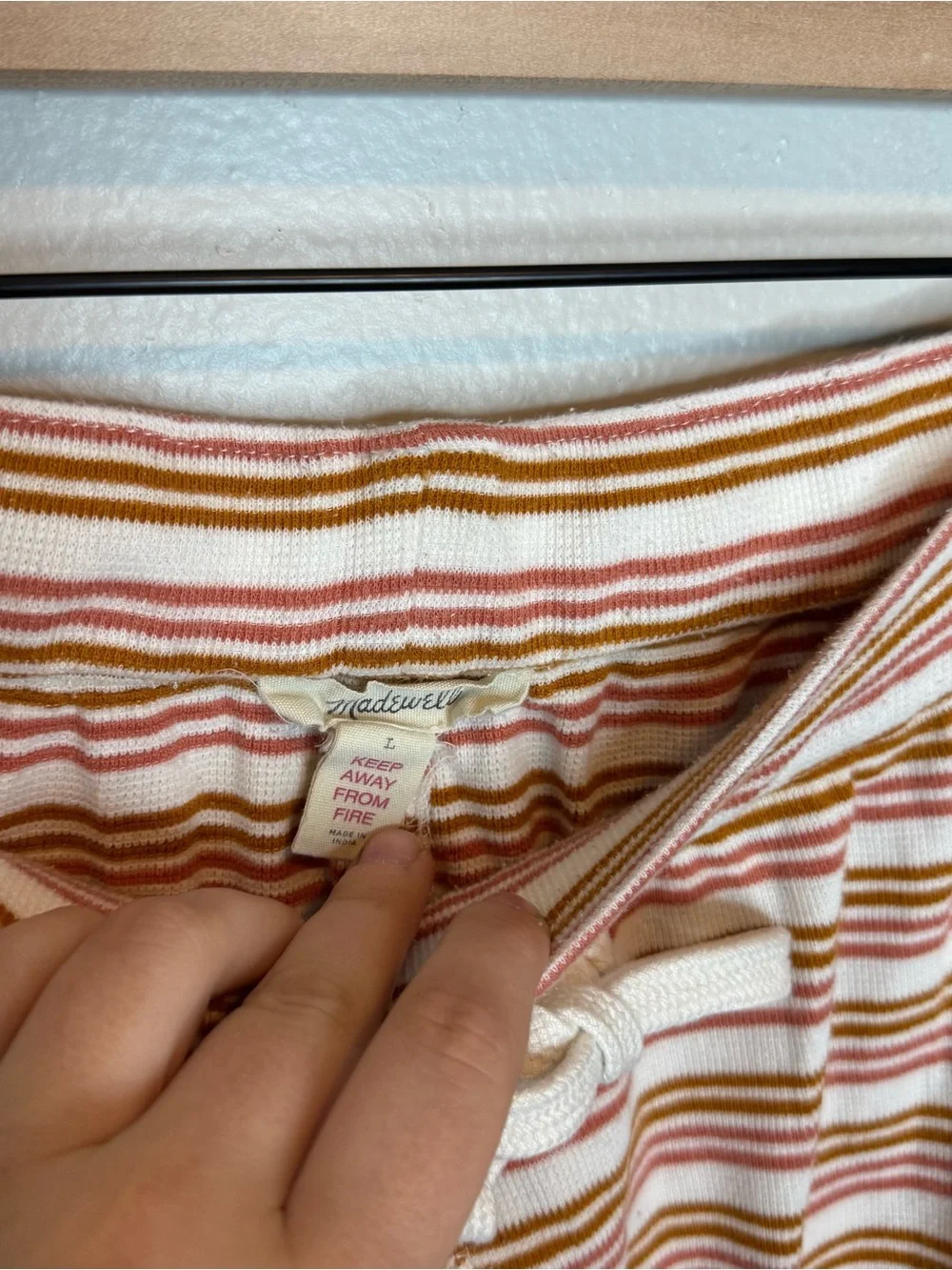 Madewell Knit Lounge Joggers Pink Striped Pajama Pants 100% Cotton
